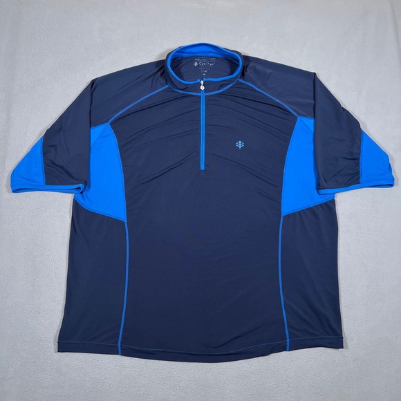 Coolibar‎ Sun Shirt 2XL Blue UPF 50+ Quarter Zip Athletic Pullover Top - Picture 1 of 10